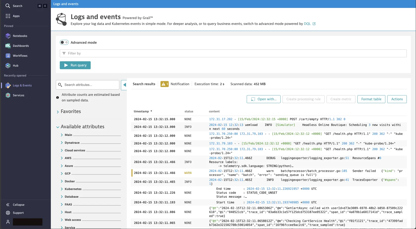 Log management in Dynatrace